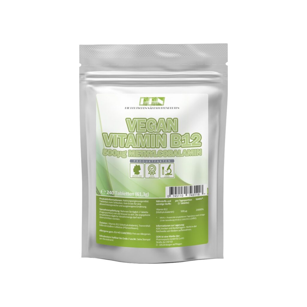 Vitamin B12 hochdosiert 500 µg | Vegan & Abgefüllt in DE | 240 Tabletten