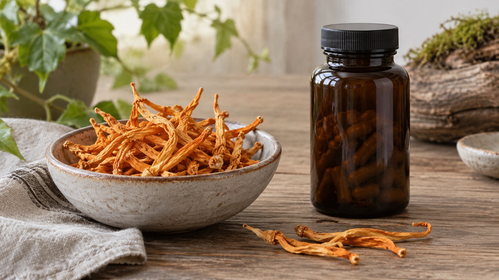 Cordyceps-militaris-Extrakt – fotorealistisches, KI-generiertes Symbolbild