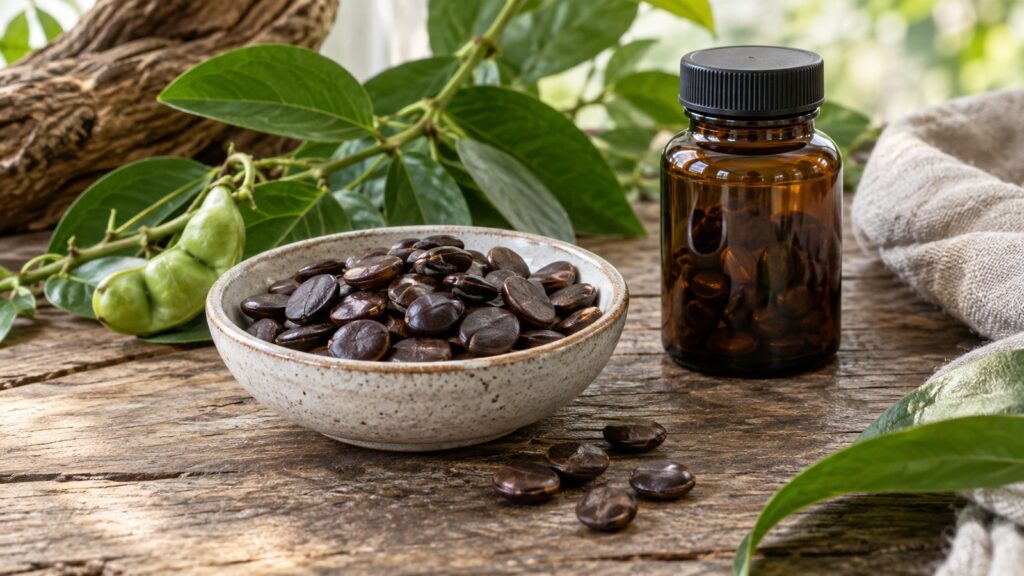 Griffonia simplicifolia und 5-HTP – fotorealistisches, KI-generiertes Symbolbild