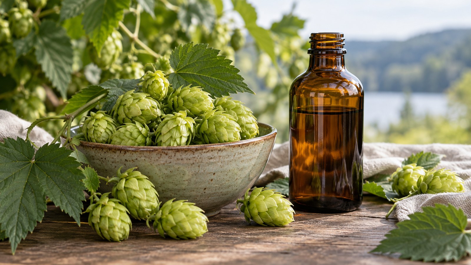 Hopfen-Extrakt – fotorealistisches, KI-generiertes Symbolbild