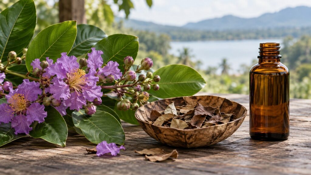 Königsblumen-Extrakt / Banaba – fotorealistisches, KI-generiertes Symbolbild