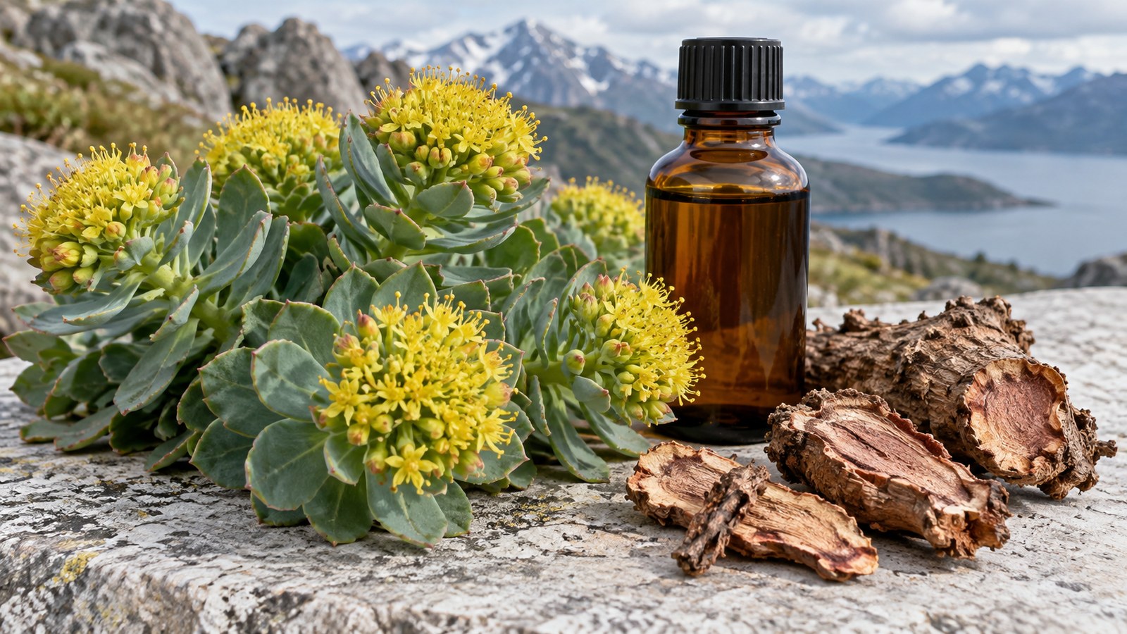 KI-generiertes Symbolbild zu Rhodiola Rosea Extrakt.