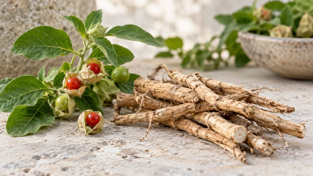KI-generiertes Symbolbild zu Ashwagandha und Shoden.